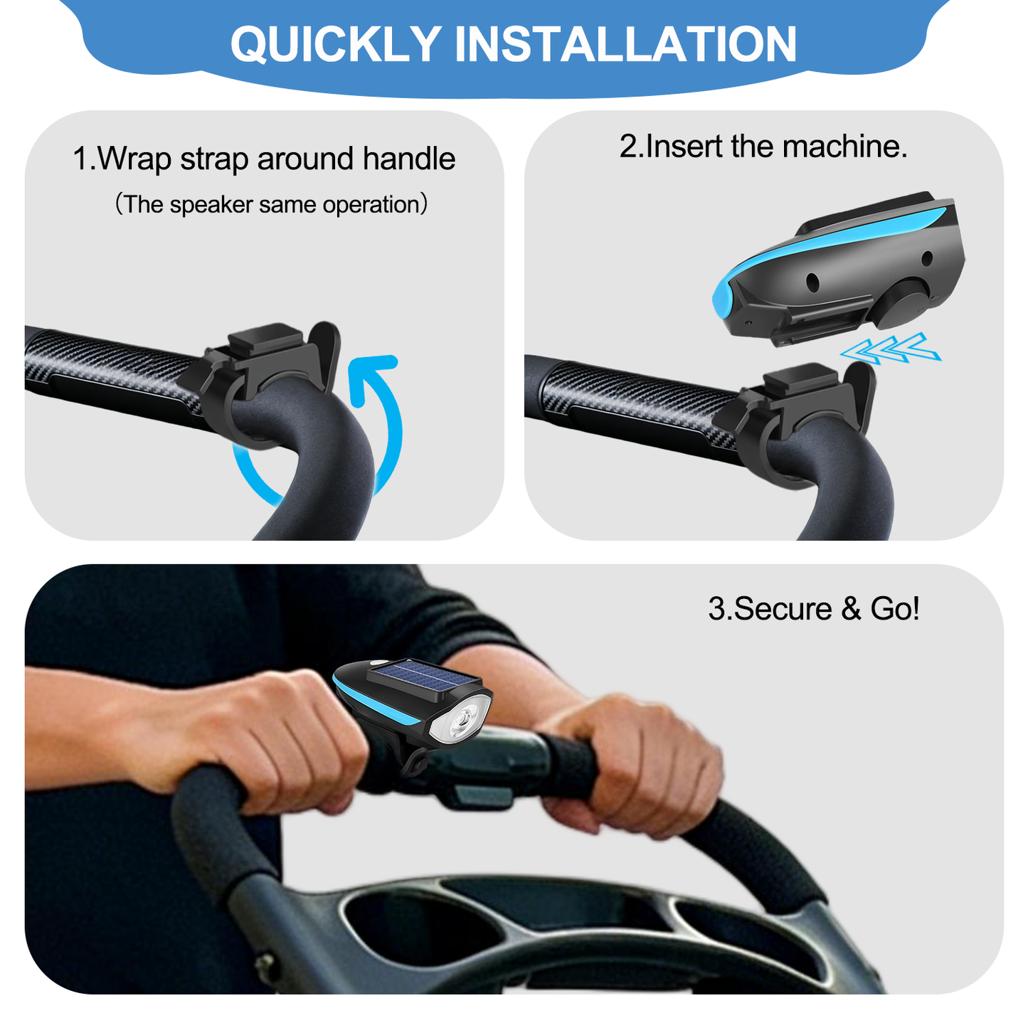 DELOMENPA Pet Stroller Solar Light for Dog/Cat Carriage