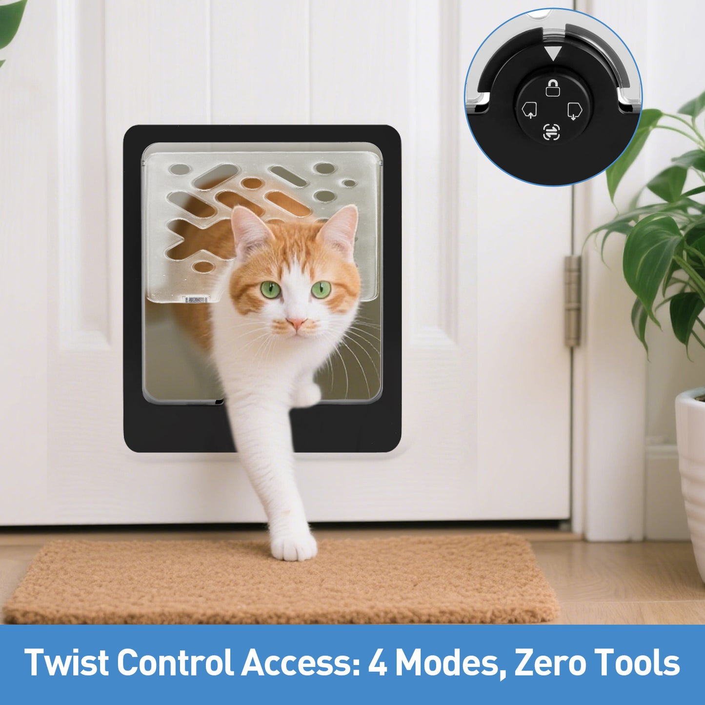DELOMENPA 4-Way Locking Cat Door