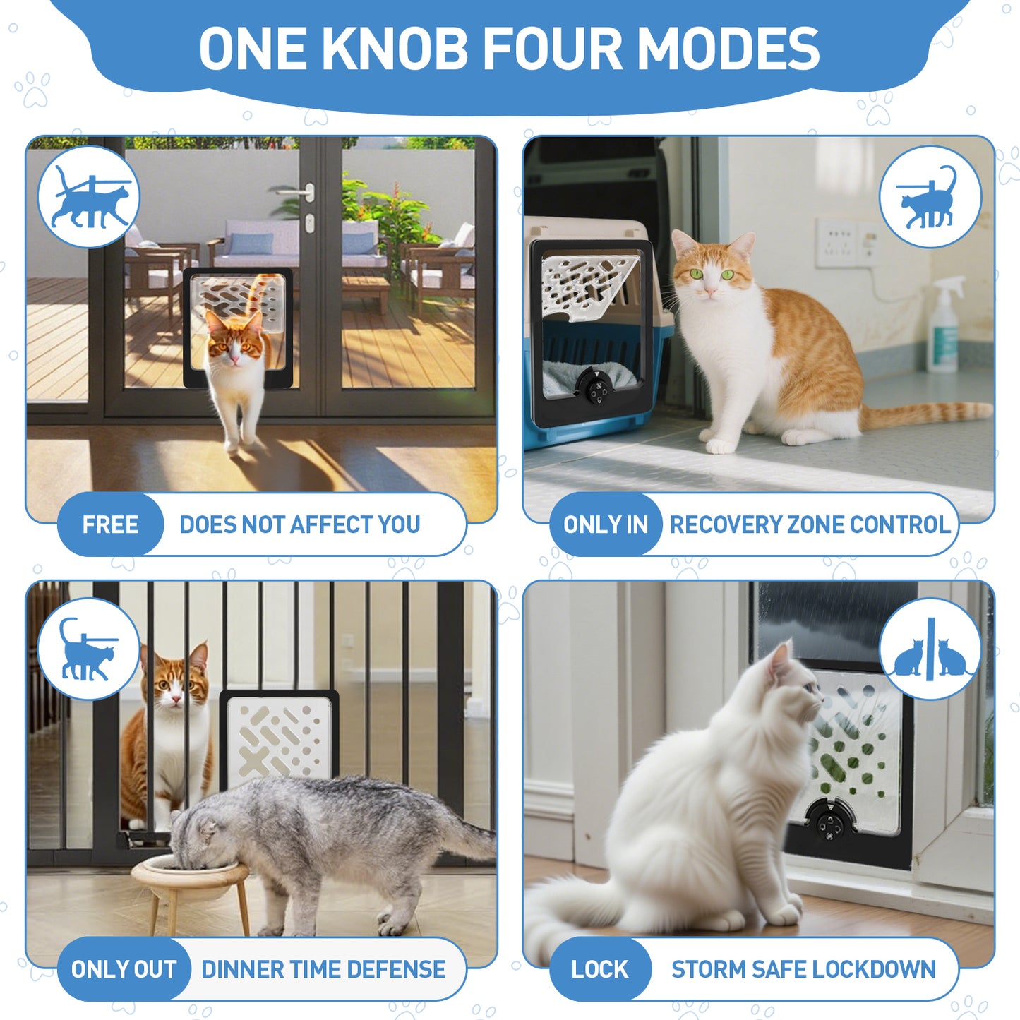 DELOMENPA 4-Way Locking Cat Door