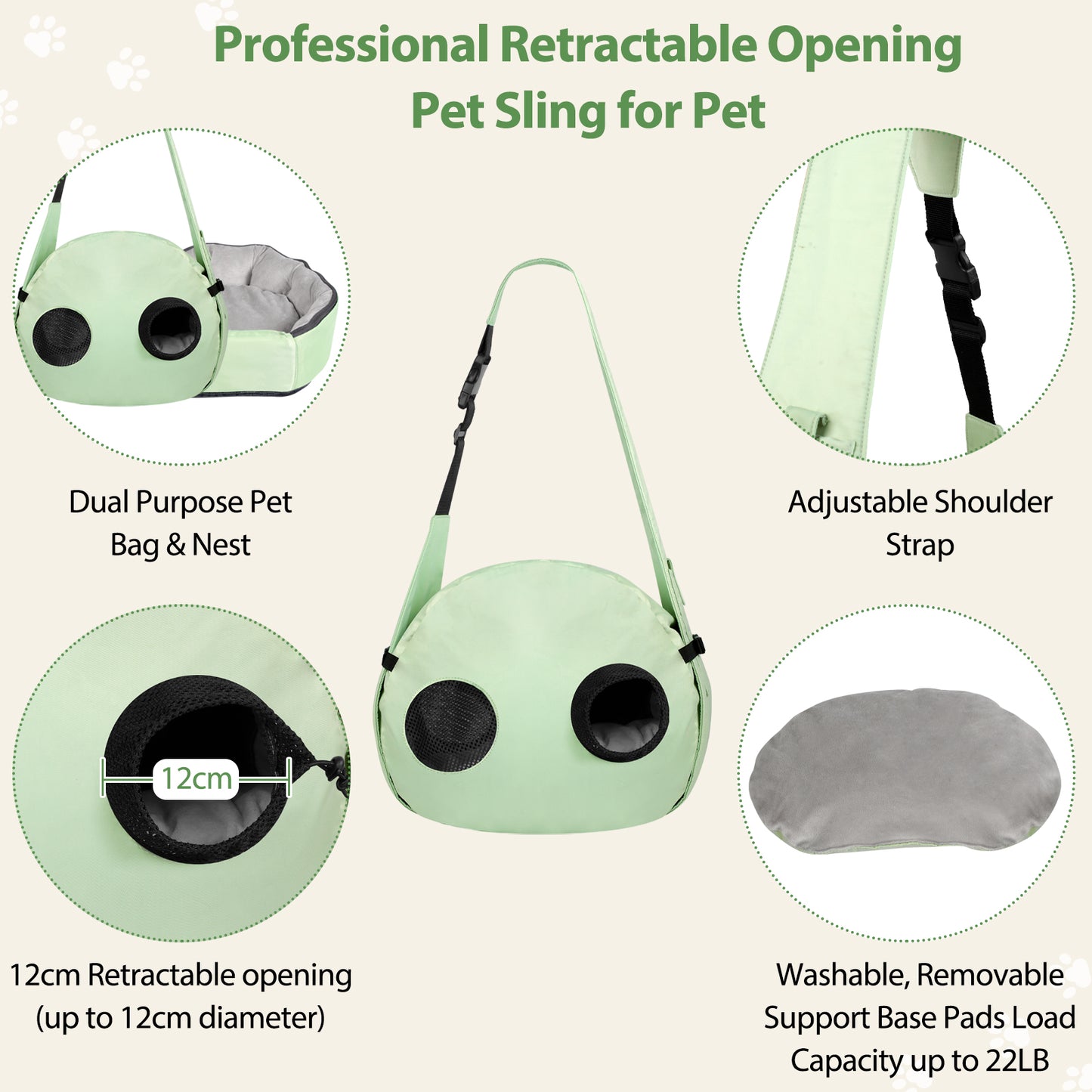 DELOMENPA 2-in-1 Pet Nest & Crossbody Bag-Green