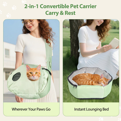 DELOMENPA 2-in-1 Pet Nest & Crossbody Bag-Green