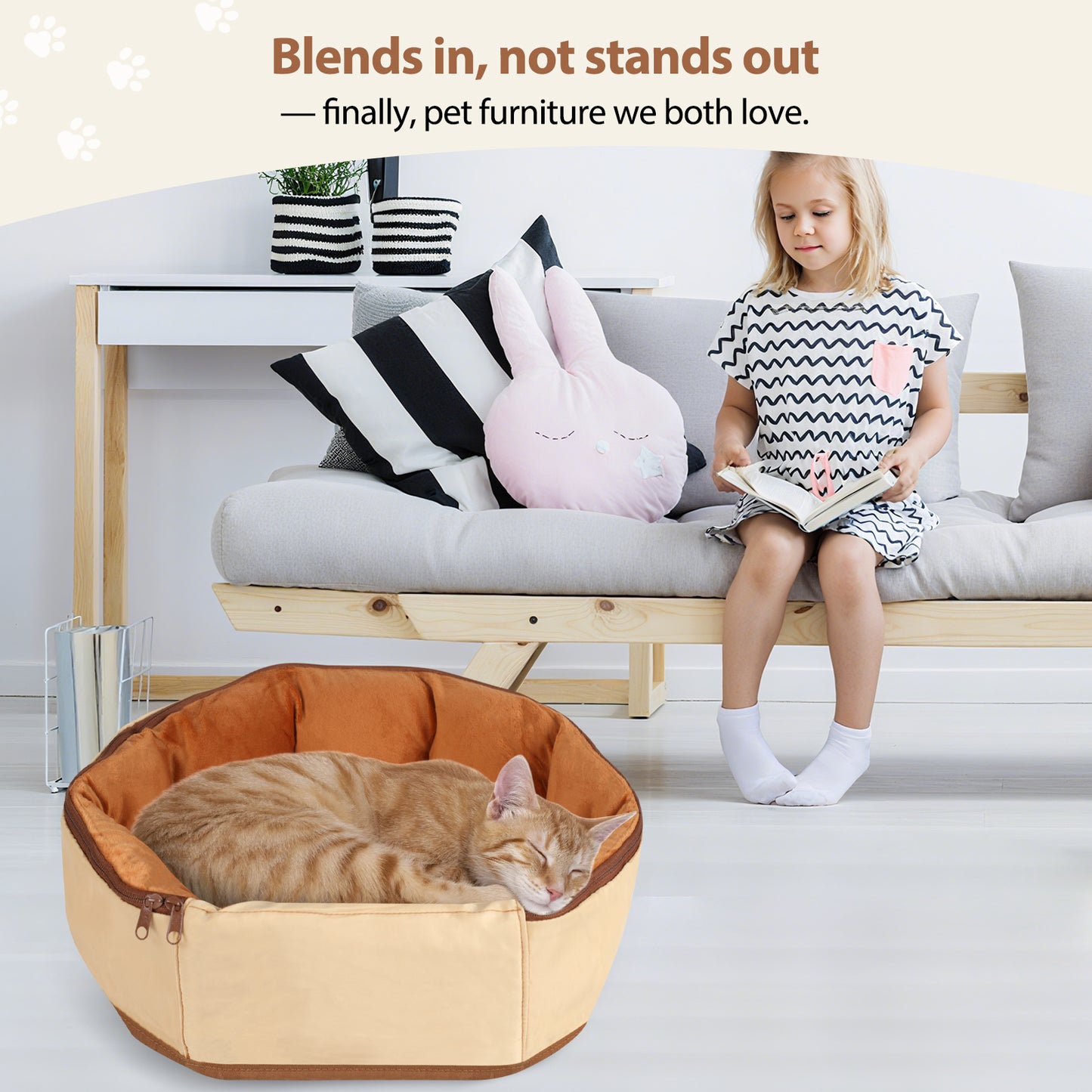 DELOMENPA 2-in-1 Pet Nest & Crossbody Bag-Khaki