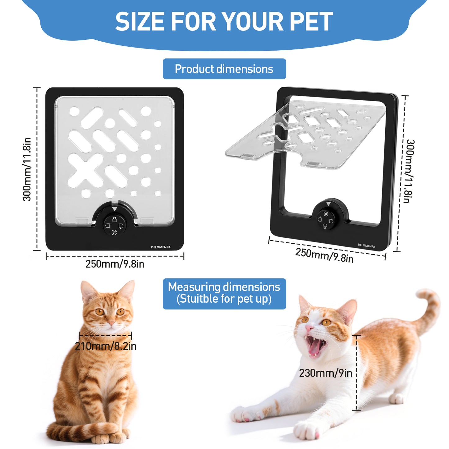 DELOMENPA 4-Way Locking Cat Door