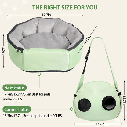 DELOMENPA 2-in-1 Pet Nest & Crossbody Bag-Green