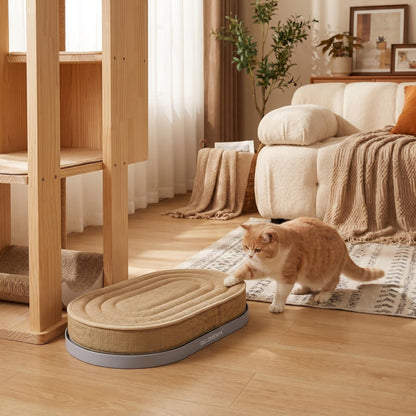 DELOMENPA 2-in-1 Cat Scratcher Bed, Large Sisal Cat Lounge with Durable Plastic Base and Plush Sponge Cushion, Heavy Duty Non-Shedding Scratching Pad for Indoor Cats, Furniture Protector, 22"x14" for Large Size（Blue）
