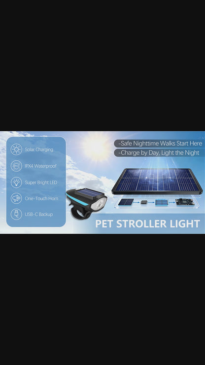 DELOMENPA Pet Stroller Solar Light for Dog/Cat Carriage