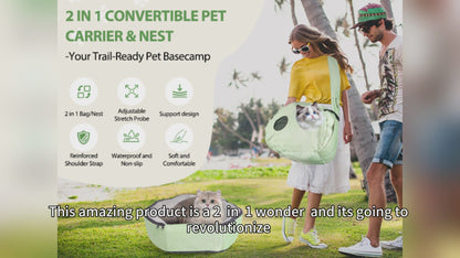 DELOMENPA 2-in-1 Pet Nest & Crossbody Bag-Khaki